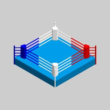 Boxer ring. 3d Vector colorful illustration.3d isometric style. Иллюстрация