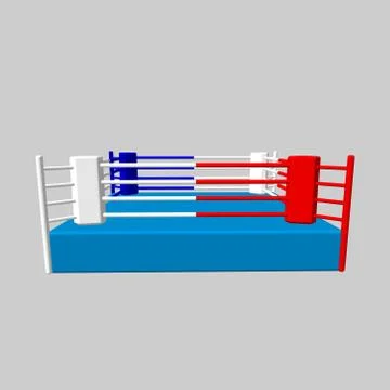 Boxer ring. 3d Vector colorful illustration.Front view. Stock Illustration