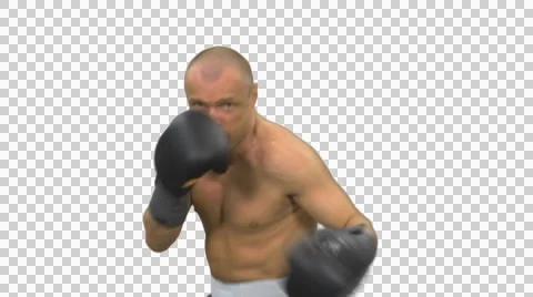 Boxer, Shadowboxing, Full HD shot  (On Alpha Matte) Stock-Footage 50064594