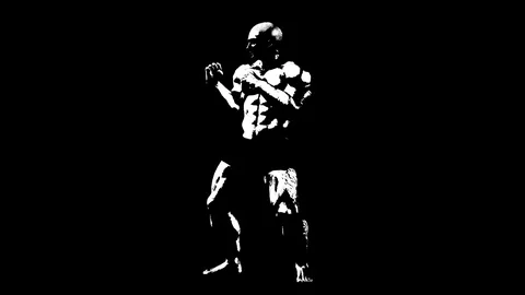 Boxer side. Animated silhouette. Alpha channel. 4k video. Stock Footage 71345775