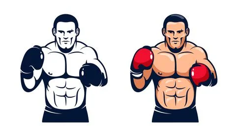 Boxer standing - retro vector illustration Stock Illustration
