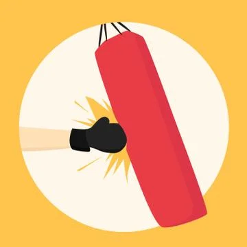 Boxer strikes pear Stock Illustration