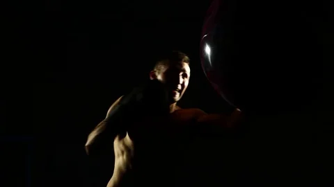 Boxer training in a gym, dramatic lighting Stock Footage 75784629