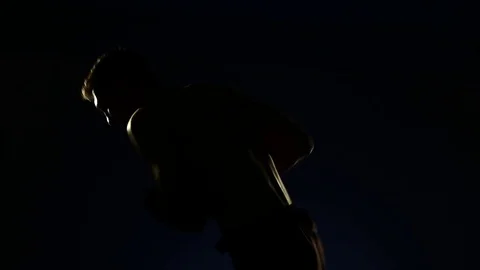Boxer training in a gym, dramatic lighting Stock Footage 75786266