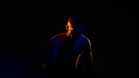 Boxer training in a gym, dramatic lighting Stock Footage 75805334