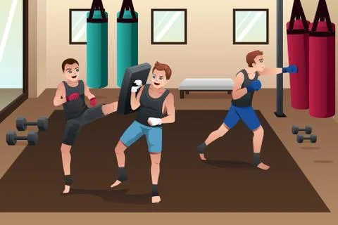 Boxer training in the gym Stock Illustration
