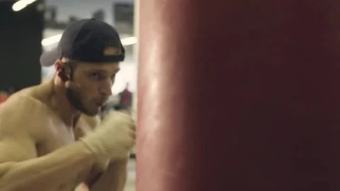 Boxer training punching bag 動画素材 77263280