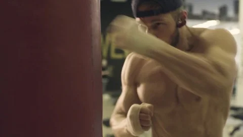 Boxer training punching bag 動画素材 77263354