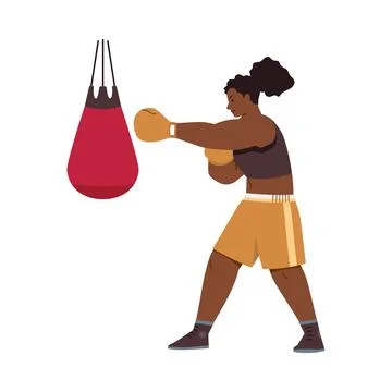Boxer training vector illustration with bag. Illustrazione stock