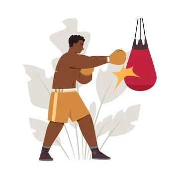 Boxer training vector illustration with bag. Stockillustratie