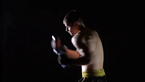 Boxer in training with weights 库存影片 74078794