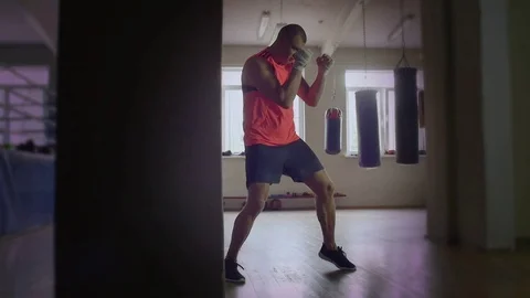 The Boxer Trains in the Hall Stock Footage 69998964