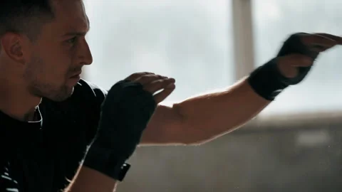 Boxer Warms up with Hitting Stockbeeldmateriaal 91793582