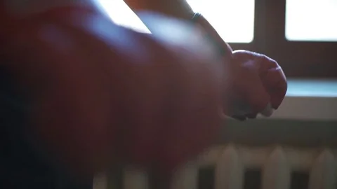 Boxer wears gloves Stock Footage 76458723