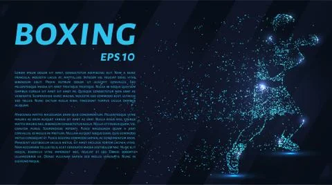 Boxer which consists of points. Particles in the form of a boxer on a dark ba Stock Illustration