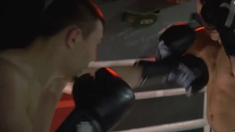 Boxers are in the ring. Professional boxers. Stock Footage 81766700