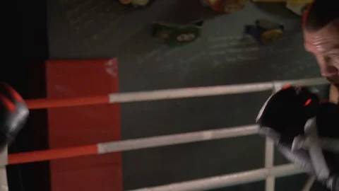 Boxers are in the ring. Professional boxers. Stock Footage 81766726