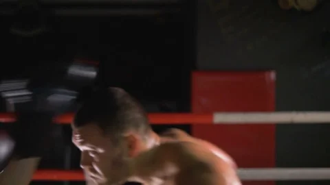 Boxers are in the ring. Professional boxers. Stock Footage 81766868