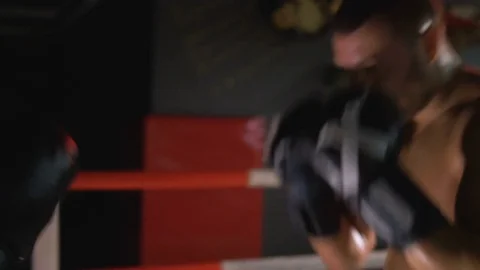 Boxers are in the ring. Professional boxers. Stock Footage 81767003