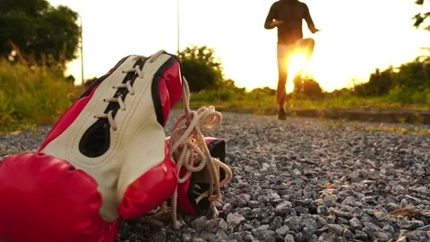 Boxers with boxing gloves are working hard to train Stock Footage 159078672
