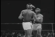 Boxers Fiercefully Perform During Boxing Match - 1958 Stock Footage
