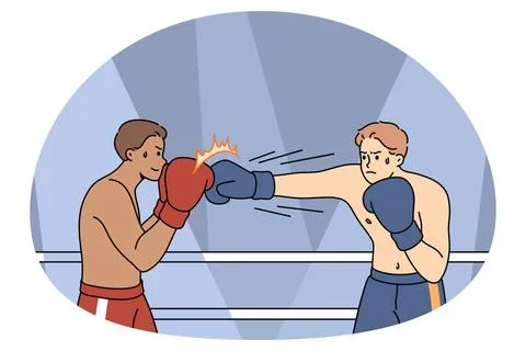Boxers fight compete at squared ring Boxers fight compete at squared ring ... Stock Photos