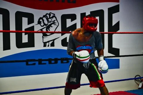 Boxers fighting during a sparring session Stock Photos