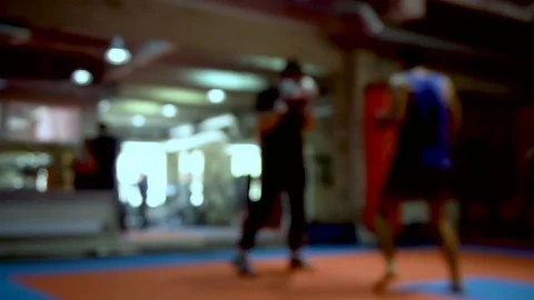 Boxers Training at Gym. Defocused Stock Footage 76225531
