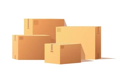 Boxes with Adhesive Tape Rectangular Square Items Illustrazione stock