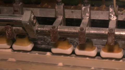 Boxes and bars of soap factory. Stock Footage 279209237