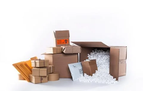 Boxes And Packages Arranged On Background Stock Photos
