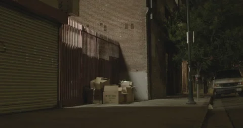 Boxes and Trash on City Curb Stock Footage 158173703