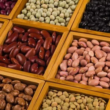 Boxes of beans Stock Photos