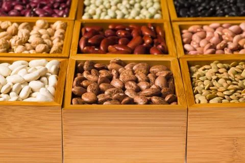 Boxes of beans Stock Photos