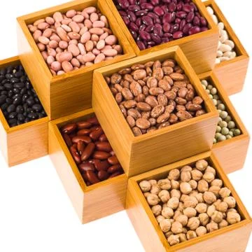 Boxes of beans Stock Photos