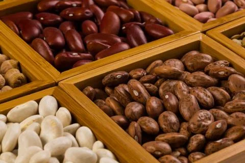 Boxes of beans Stock Photos