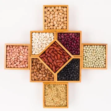 Boxes of beans Stock Photos