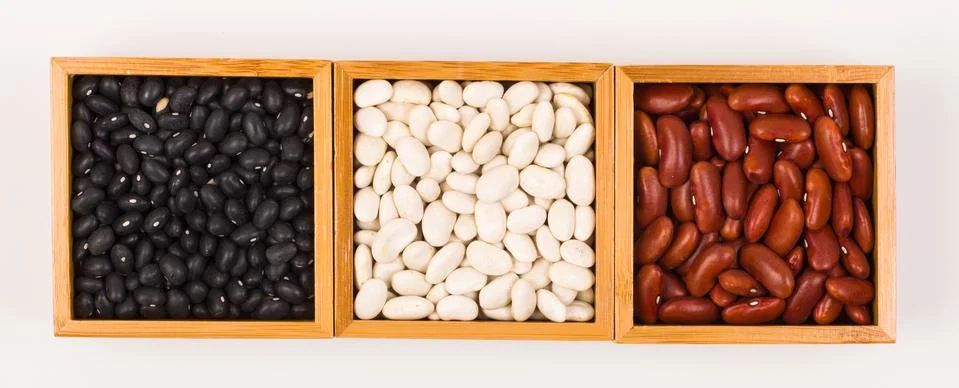 Boxes of beans Stock Photos