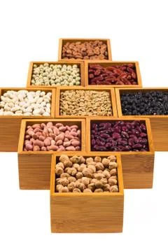 Boxes of beans Foto stock