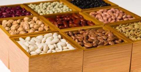 Boxes of beans Stock Photos