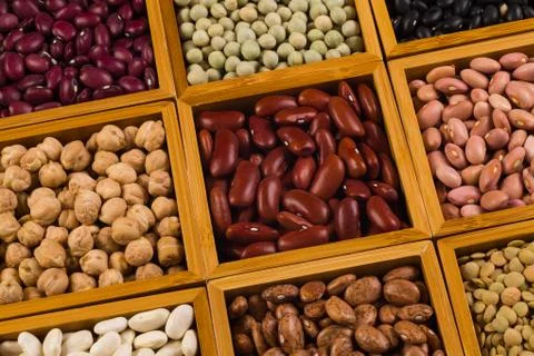 Boxes of beans Stock Photos