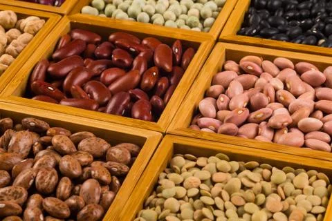 Boxes of beans Stock Photos