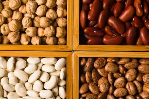 Boxes of beans Stock Photos