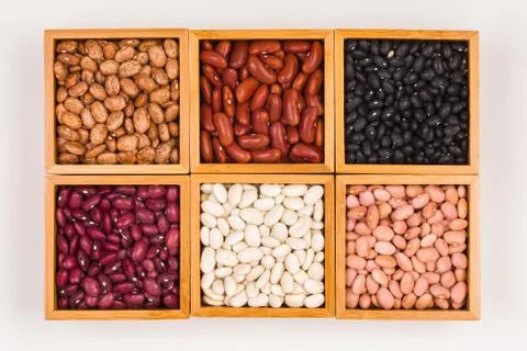Boxes of beans Stock Photos