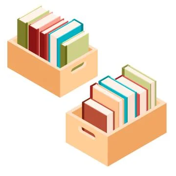 Boxes with books Stock Illustration