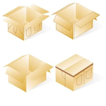 Boxes, cardboard  for jeans or pants packing, set with denim lines style Stock Illustration