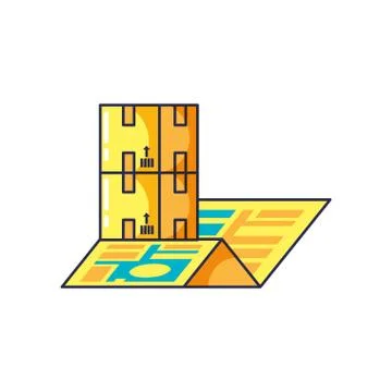 Boxes carton with map guide location 스톡 일러스트