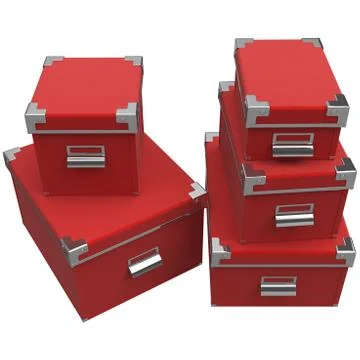 Boxes with chrome handles. 3D graphic Stock-Illustration