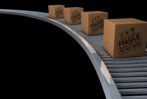 Boxes on Conveyor Belt with Alpha Stock Footage 26156482
