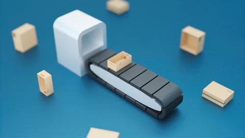 Boxes on the conveyor belt 库存插图
